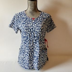 Runway by Cherokee women's blue/white short sleeve nursing scrub size XS